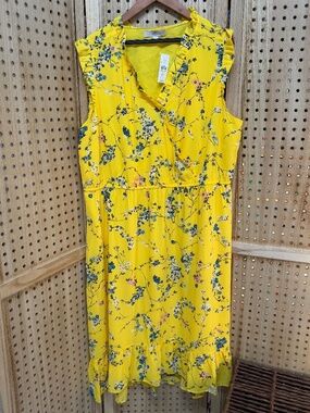 LOFT Yellow Floral Maxi Dress